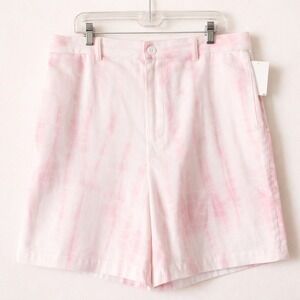 SMR Days Leeward Mens Pink Tie-Dyed 100% Organic Cotton Bermuda Shorts L NEW